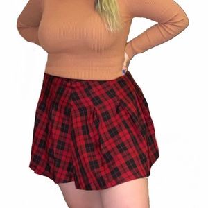 Red and Black Schoolgirl Skirt